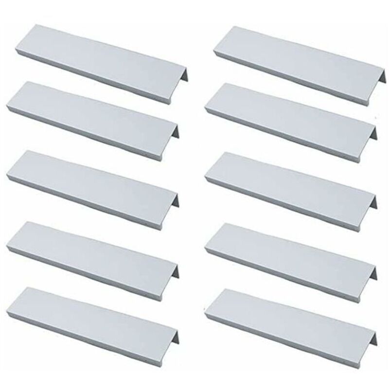 Unsichtbare Küchenmöbelgriffe, Gebürstetes Aluminium, Silberfarben, 10er-set, 96 Mm Lochabstand – Ulisem