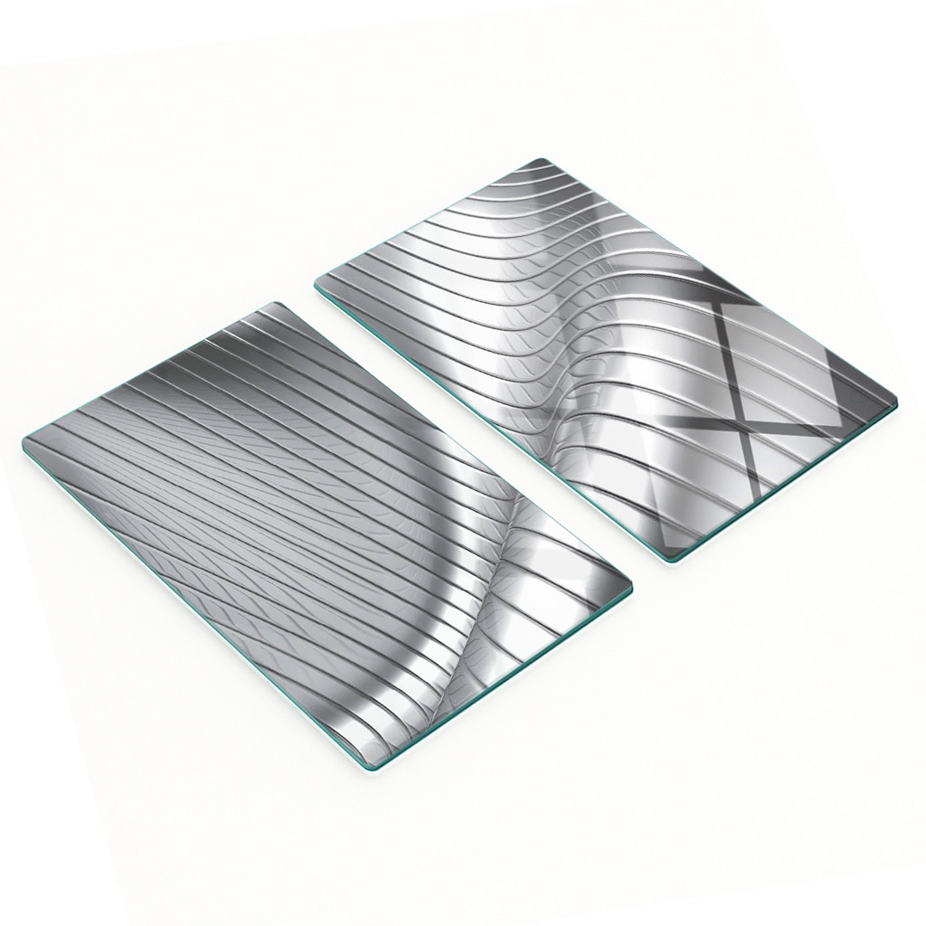 Dekorative Glasschneide- Und Servierbretter, Silberfarbenes 3d-muster, 2 X 30 X 52 Cm