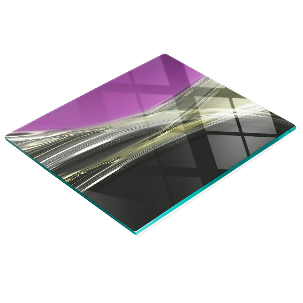 Multifunktionales Dekoratives Küchen-glasbrett „silberwelle“ 60 X 52 Cm