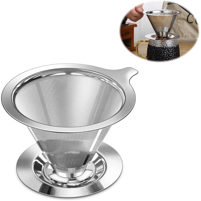 Ulisem Wiederverwendbarer, Doppelwandiger, Konischer Kaffeefilter Aus Edelstahl – Papierlos