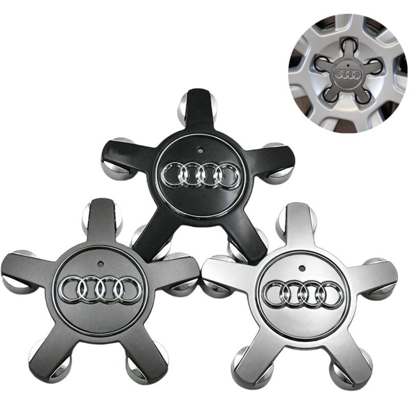 5-speichen-radkappen Aus Mattschwarzem Aluminium, 135 Mm, Silberfarbenes Finish – 4er-set – Ulisem