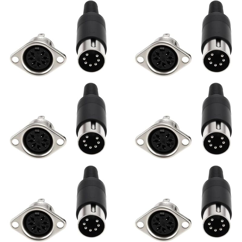 Din 7-polige Lötadapter (stecker Und Buchse) – 6er-pack Für Schalttafeleinbau, Digitale Geräte Und Videosignale – Ulisem