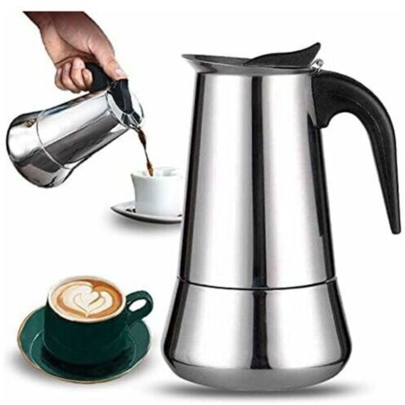 Italienische Kaffeemaschine, 2 Tassen, Edelstahl, 100 Ml, Für Alle Herdarten Geeignet - Ulisem