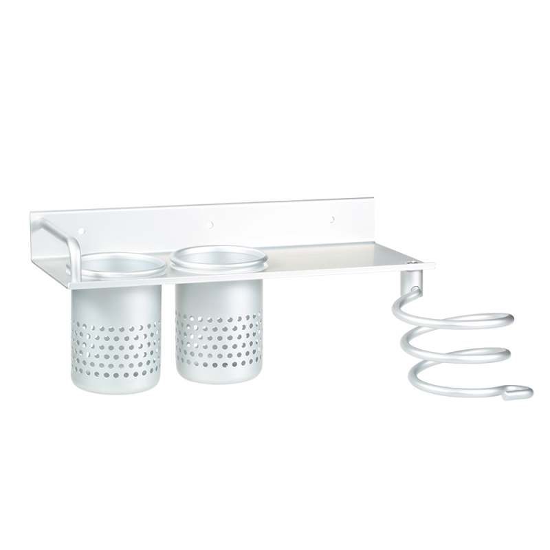 Multifunktionaler, Wandmontierter Haartrocknerhalter Aus Aluminium Mit 2 Bechern, Ideal Für Das Badezimmer.