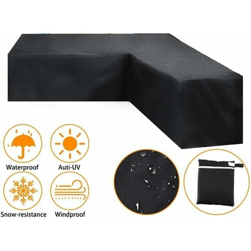 Wasserdichte Ecksofa-überwurfhülle Für Den Garten, Oxford-gewebe, 215 X 215 X 87 Cm, L-form, Strapazierfähiger Schutz Für Den Außenbereich - Ulisem