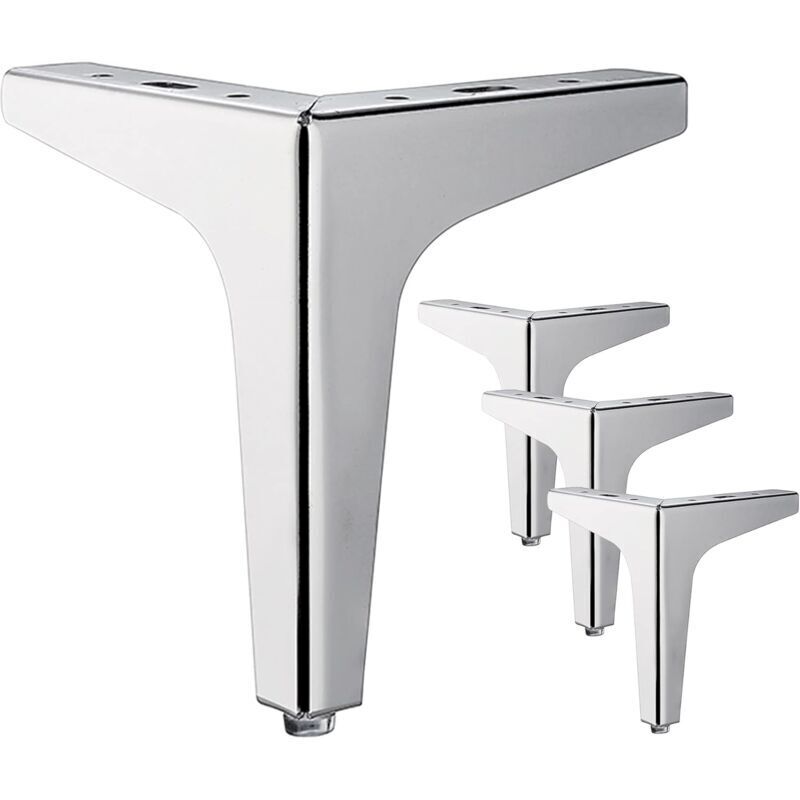 Silberne Metall-möbelfüße, 4er-set, 15 Cm Hoch, Dreieckige Form Für Couchtisch, Sofa, Kleiderschrank, Tv-ständer - Ulisem