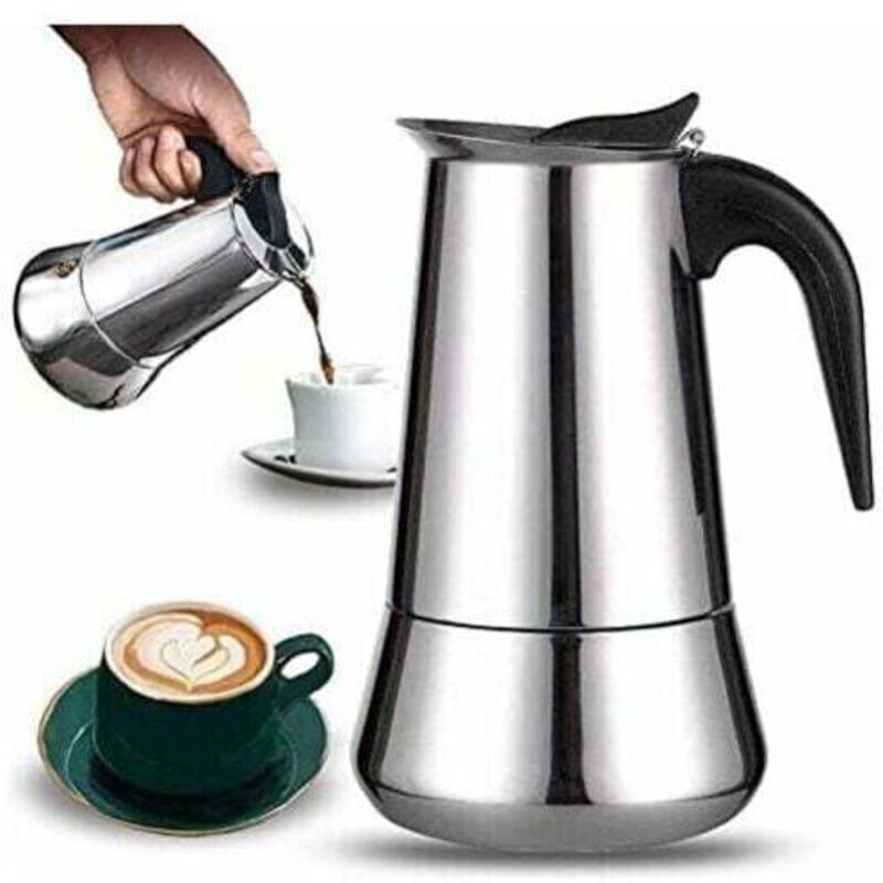 Italienische Kaffeemaschine, 2 Tassen, Edelstahl, 100 Ml, Für Alle Herdarten Geeignet, Kompaktes Und Robustes Design – Ulisem