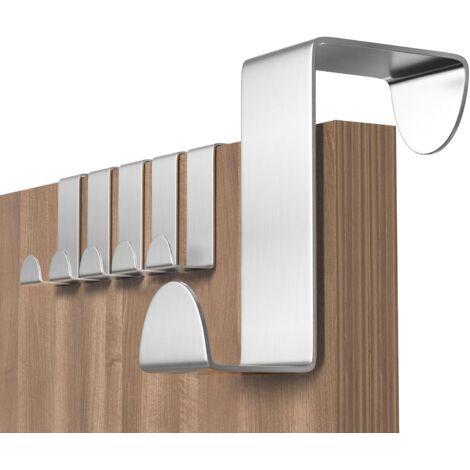 Türhaken, Set Mit 6 Edelstahl-kleiderhaken, Geeignet Für Standardtüren, Schubladen, Schränke Und Kleiderschränke Ideal Für Küchen, Badezimmer Und Schlafzimmer Edelstahl-finish.