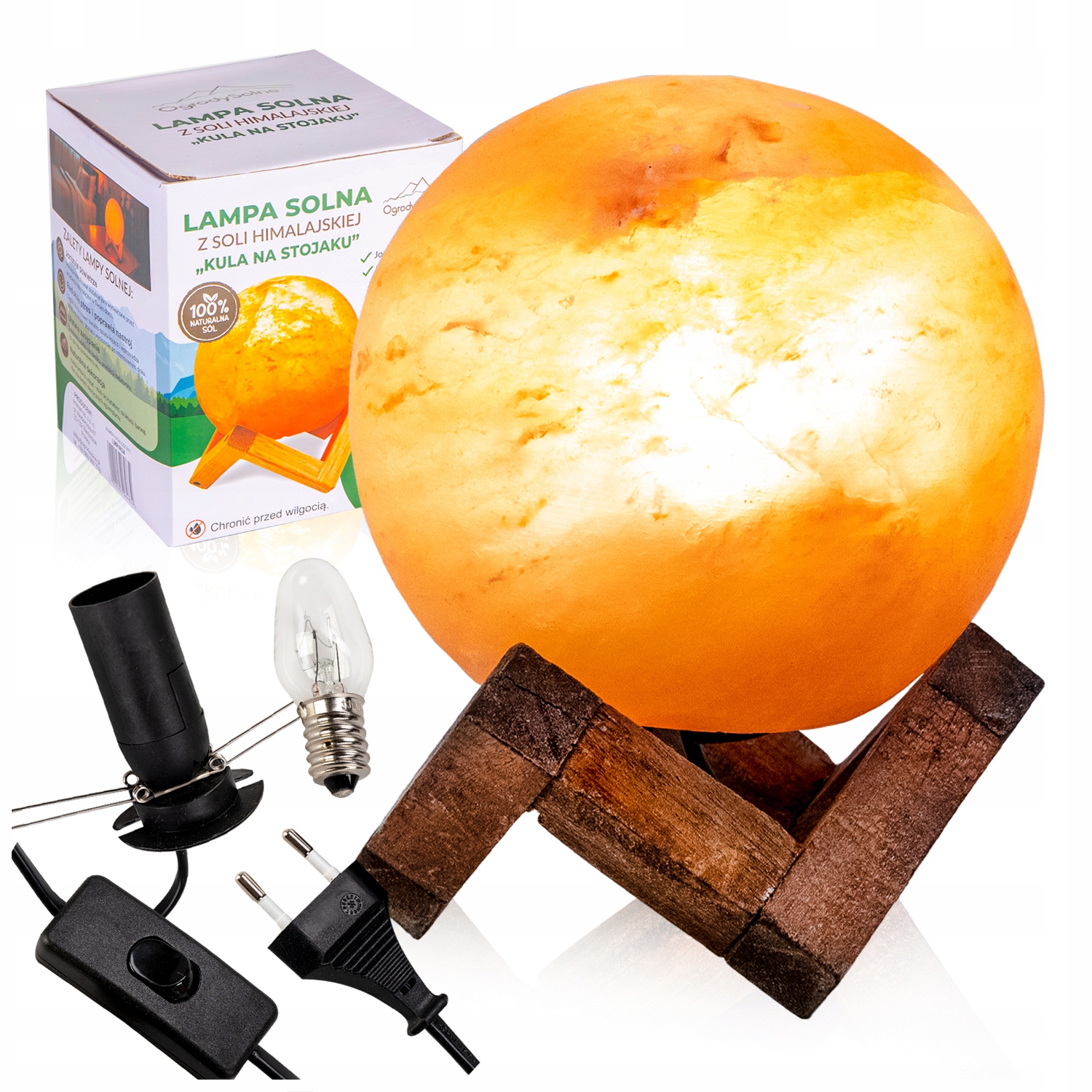 Salzkristalllampe – Eine Kugel In Einem Ständer Aus Natürlichem Himalaya-salz – Ionisator