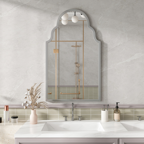 Wandspiegel Rechteckig Aus Silberfarbenem Metall, 61 × 101 Cm, Ideal Für Bad, Wohnzimmer Oder Schlafzimmer – Elegante Und Funktionale Wanddekoration