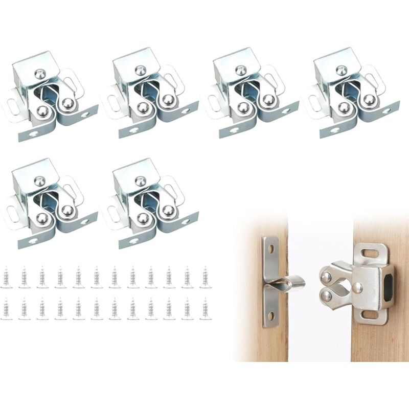 Doppelte Rolltorverschlüsse – 6er-pack, Silberfarben, Für Schränke Und Möbel, Robuste Und Geräuscharme Beschläge