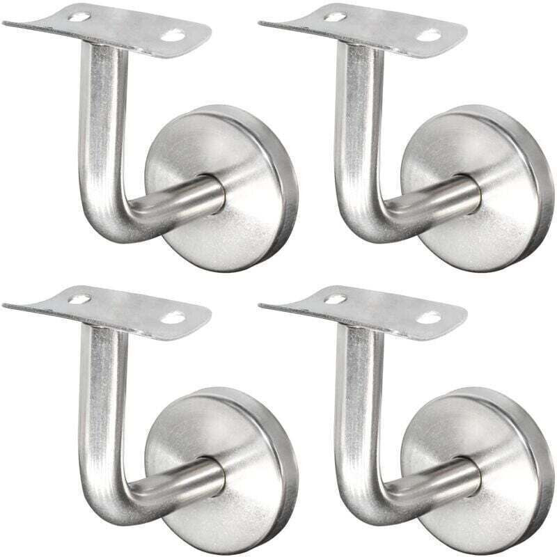 Set Mit 4 Edelstahl-treppengeländer-wandhalterungen, Silberfarbene Ausführung, Inklusive Wandbefestigungsmaterial.