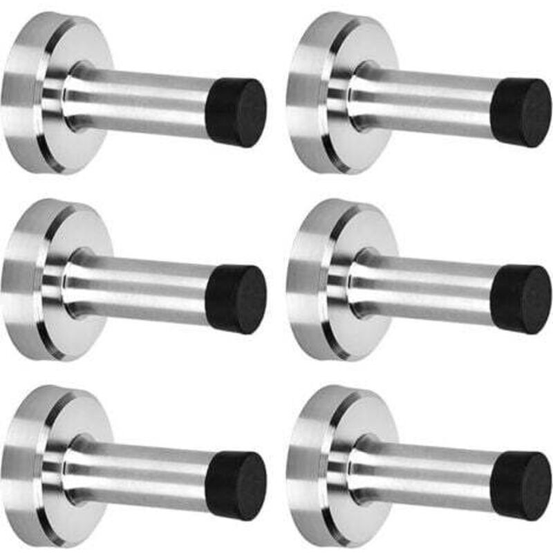 [niemals Verwendet] Set Mit 6 Türstoppern Aus Edelstahl, Wandstoppern Mit Gummipuffern, Wandschutz, Federbelasteten Türstoppern, 4,36 Cm