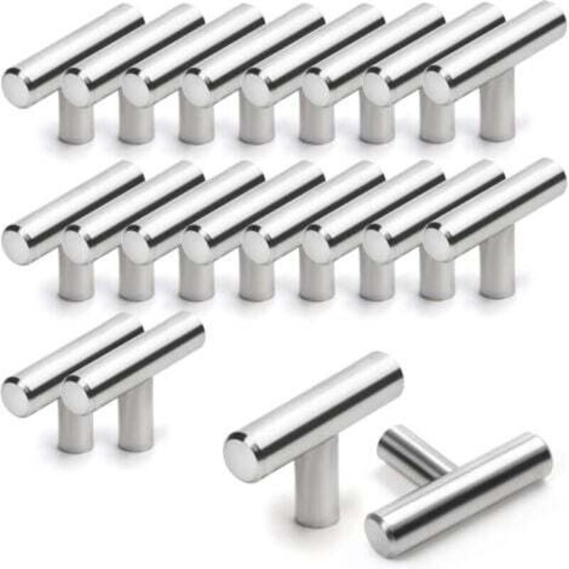 [niemals Verwendet] Set Mit 20 Küchenschrankgriffen, 50 Mm T-förmige Edelstahl-schrankgriffe, Für Schubladenstangen, Schränke, Türen, Möbel, Badezimmer, Schlafzimmer Und Kleiderschränke