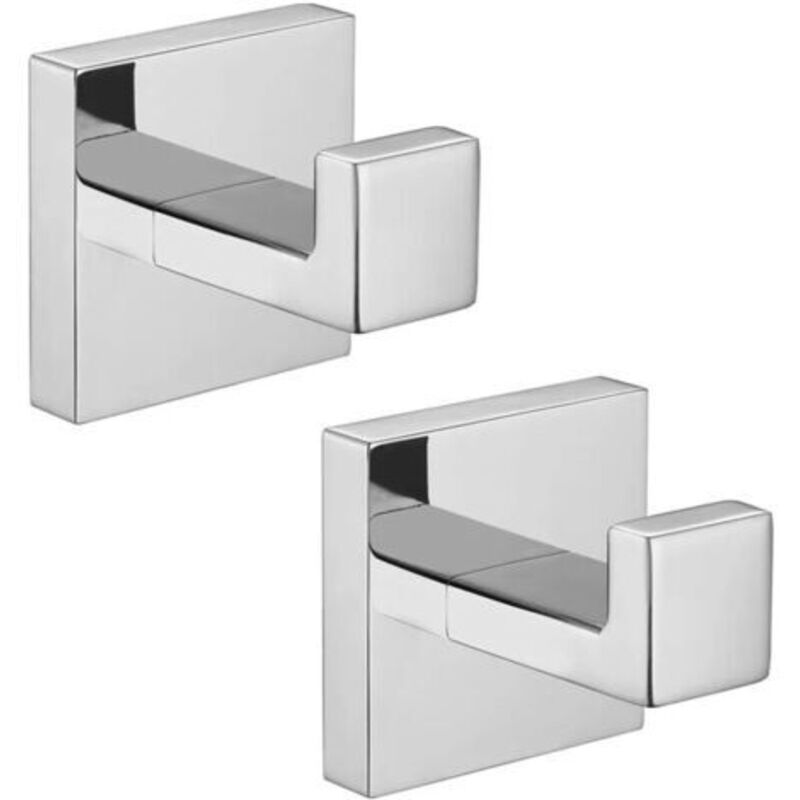 [niemals Verwendet] Set Mit 2 Edelstahl-badezimmerhaken Für Badetücher, Quadratische Haken Für Kleidung, Handtücher, Mäntel, Schranktür