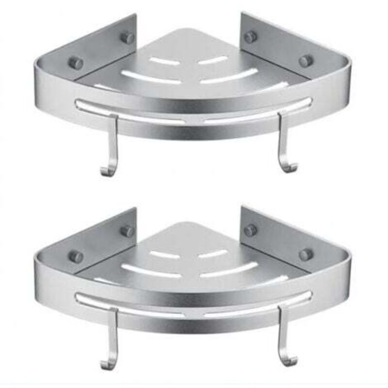 [niemals Verwendet] Eckduschablage – 2-teilig – Kein Bohren Erforderlich – Bohrfreies Badezimmerregal, Duschkorb, Wandmontierter, Selbstklebender Duschhalter Aus Aluminium, Shampoo-organizer (t