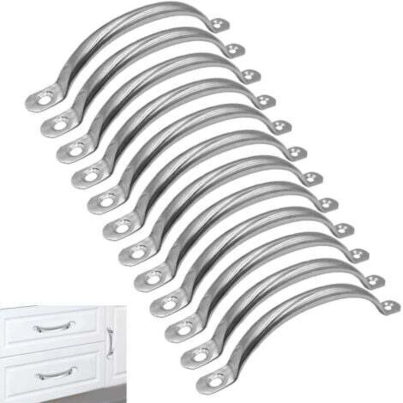 [niemals Verwendet] 12 Edelstahlgriffe, Küchenschrankgriffe, Für Küche, Schrank, Schubladenelemente, Badezimmer, Schlafzimmer (silber)