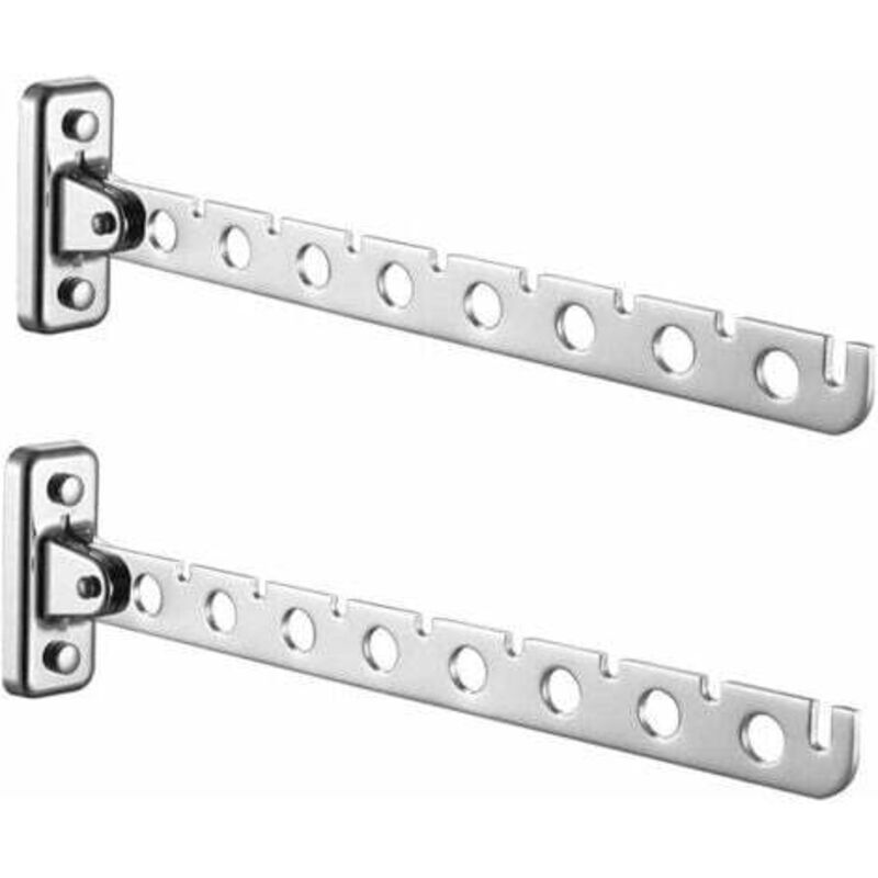 [niemals Verwendet] Set Aus 2 Klappbaren, Wandmontierten Wäschetrocknern Aus Edelstahl - Wandmontierter Wäschetrockner, Waschküche - Schlafzimmer, Wohnzimmer, Balkon (silber, 8 Löcher)