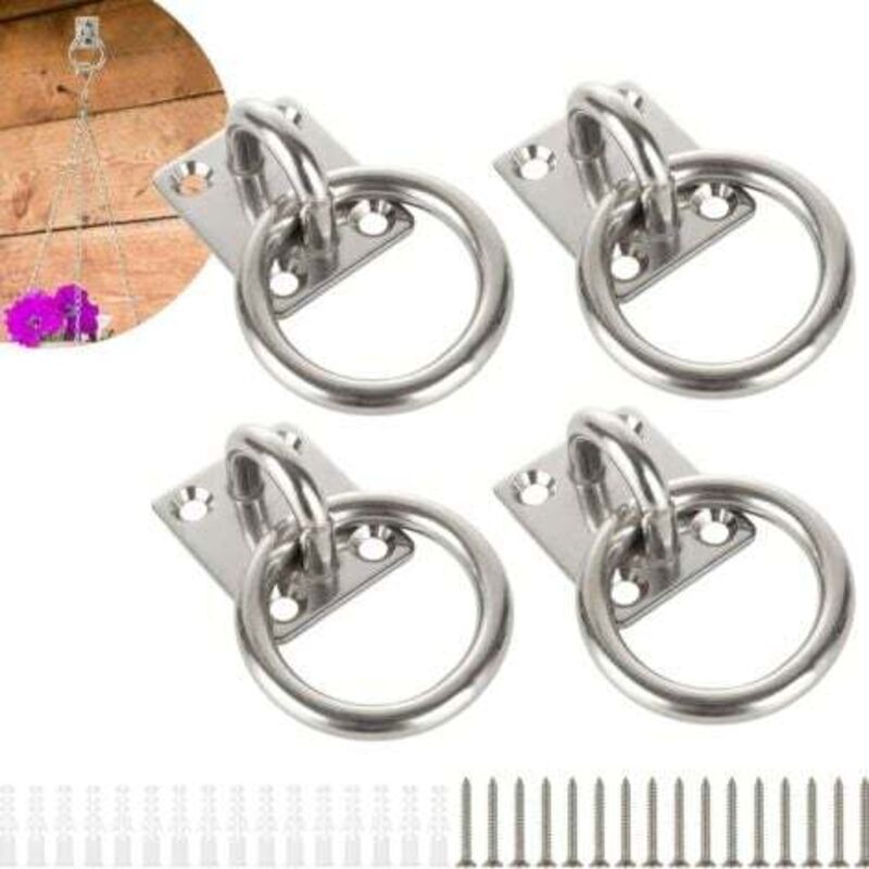 [niemals Verwendet] 4-teiliges Ösenplatten-set Aus Edelstahl 304 Mit Befestigungsring, Hakenmontageplatte, Bootsösenplatte, Ösenplatten Aus Edelstahl 304, Ösenplatte Mit Ring Für Yoga