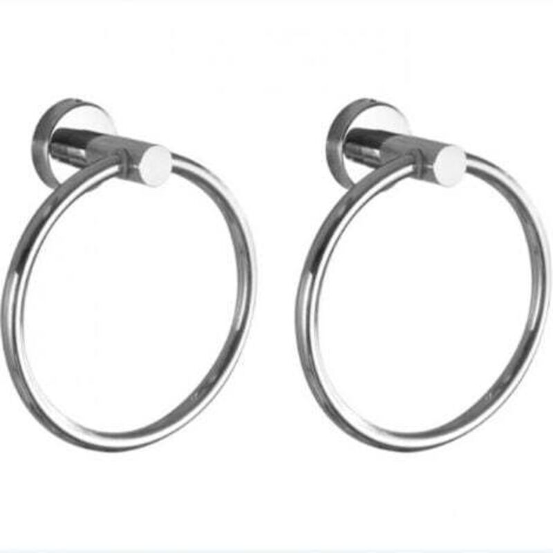 [niemals Verwendet] Set Mit 2 Verchromten Handtuchringen, Badezimmeraccessoires, Dicker Handtuchhalter Aus Edelstahl Für Das Badezimmer, Moderner Runder Wandhandtuchhalter