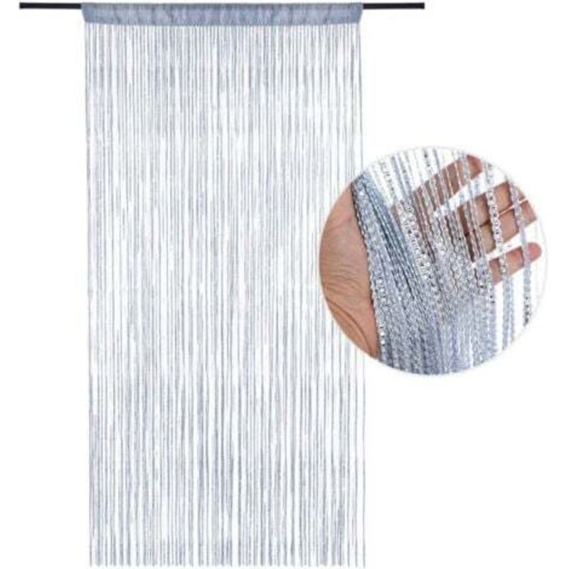 [niemals Verwendet] Moskitonetz-türvorhang 100x200 Cm Schlafzimmervorhang Türteilervorhang Quastenvorhang Hängevorhang (silber)