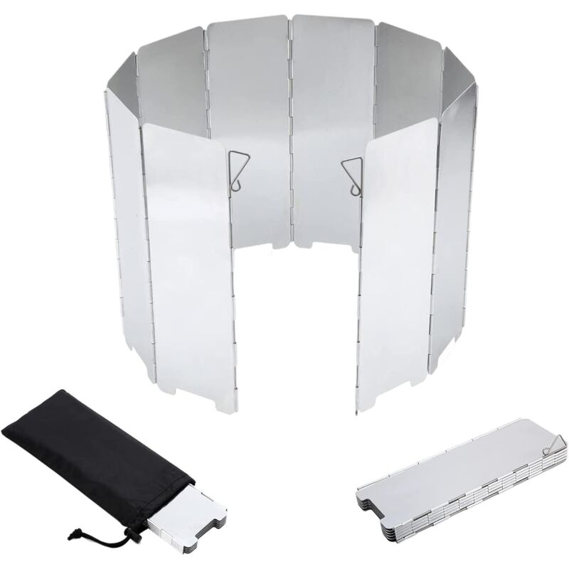[niemals Verwendet] Faltbarer Windschutz Aus Aluminiumlegierung, Tragbarer Camping-windschutz Für 10 Platten, Windschutz Für Kocher Und Picknicks Im Freien