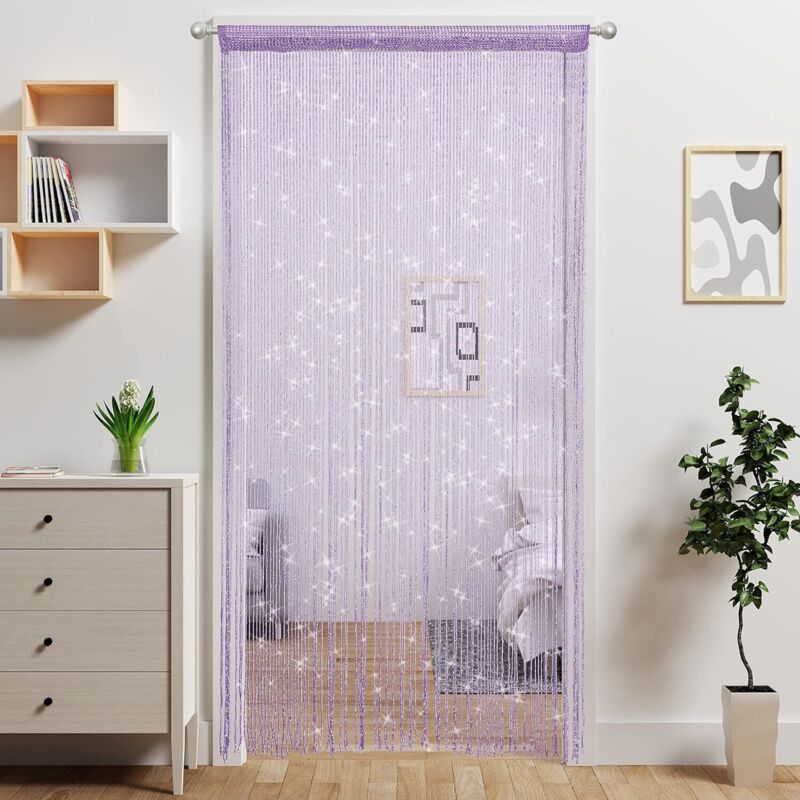 Türvorhang Im Boho-stil, Lila, Mit Perlen Besetzt – Glitzernder Pailletten-fransen-vorhang, Ideal Als Raumteiler