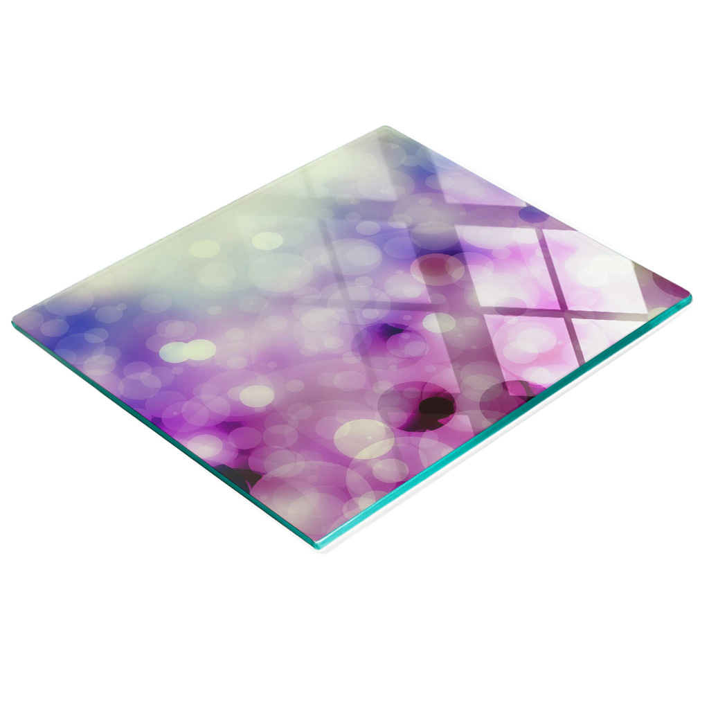 Dekoratives Schneidebrett Aus Gehärtetem Glas, Lila Kreise, 60 X 52 Cm