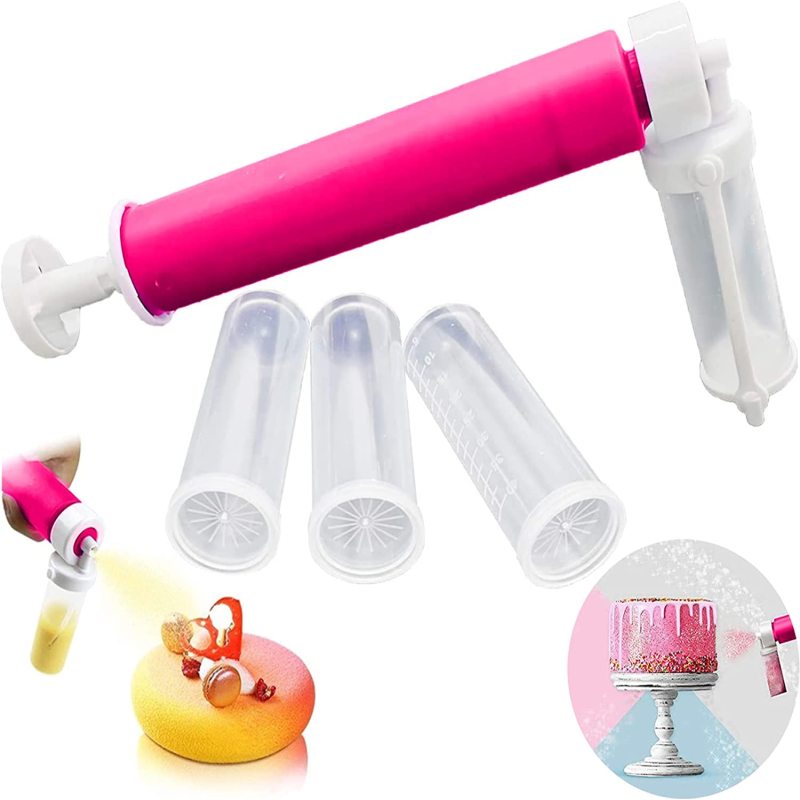 Manuelle Airbrush Für Torten, Glitzer-dekorationswerkzeuge, Sprühfarben-set Mit 4 Tuben, Ideal Zum Backen Zu Hause, Dekorieren Von Cupcakes, Keksen Und Desserts (lila).