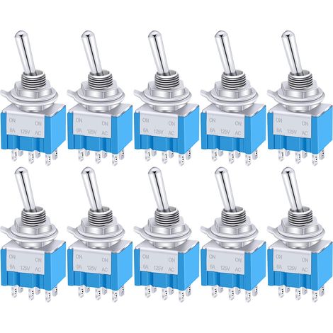 10 Stück Wechselstrom 125v 6a Amp Ein/ein 6 Anschlüsse 2-positionen Dpdt Wippschalter Mts-202