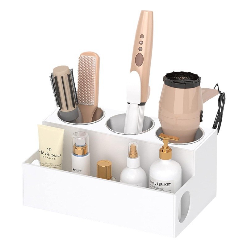Haartrocknerhalter, Haarglätterhalter, Haarbürstenaufbewahrung, Zahnbürstenhalter, Badezimmer-organizer, Badezimmer-organizer, Weiß