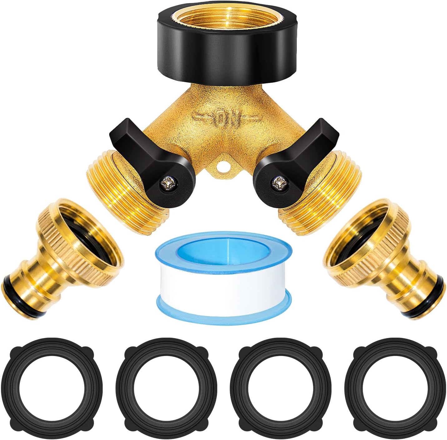 2-wege-wasserverteiler (3/4") – Y-förmiger Verteiler – Wasseranschluss Für 2 Geräte Mit Separatem Schalter – Für Waschmaschine, Küche, Garten