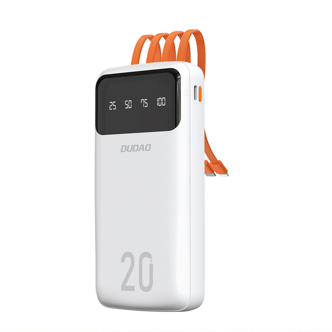 K6pro+ 20000mah Powerbank Mit Integrierten Usb-c-, Micro-usb- Und Lightning-kabeln Für Iphones – Weiß