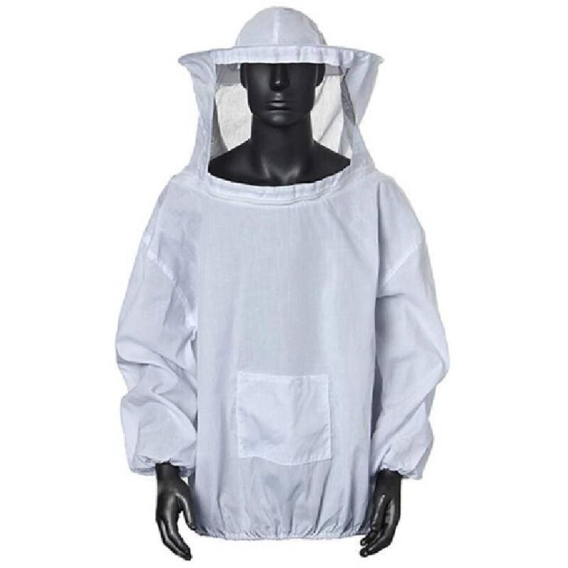 Professioneller Imker-schutzanzug Mit Integrierter Kapuze Und Reißverschlussmaske – Weiß, Atmungsaktives, Stichfestes Material.