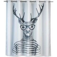 Mr Deer Comfort Flex Duschvorhang, Schimmelresistent, Original-duschvorhang, Maschinenwaschbar Und Wasserdicht, 10 Integrierte Duschvorhangringe, Polyester, 180 X 200 Cm, Schwarz-weiß