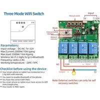 Intelligenter 4-kanal-schalter Mit Wlan- Und Bluetooth-funkverbindung, Potentialfreiem Relaismodul Und 732v-app-fernsteuerung