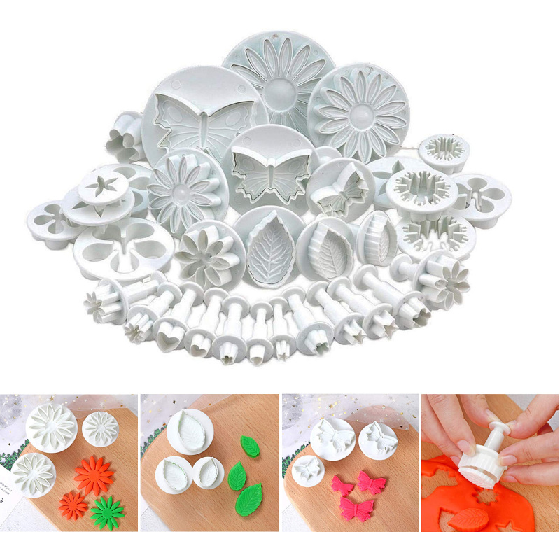 33 Ausstechformen Mit Stößel Für Zuckerpaste, Kekse, Blumen, Blätter, Schmetterlinge, Herzen, Diy-dekorationswerkzeuge