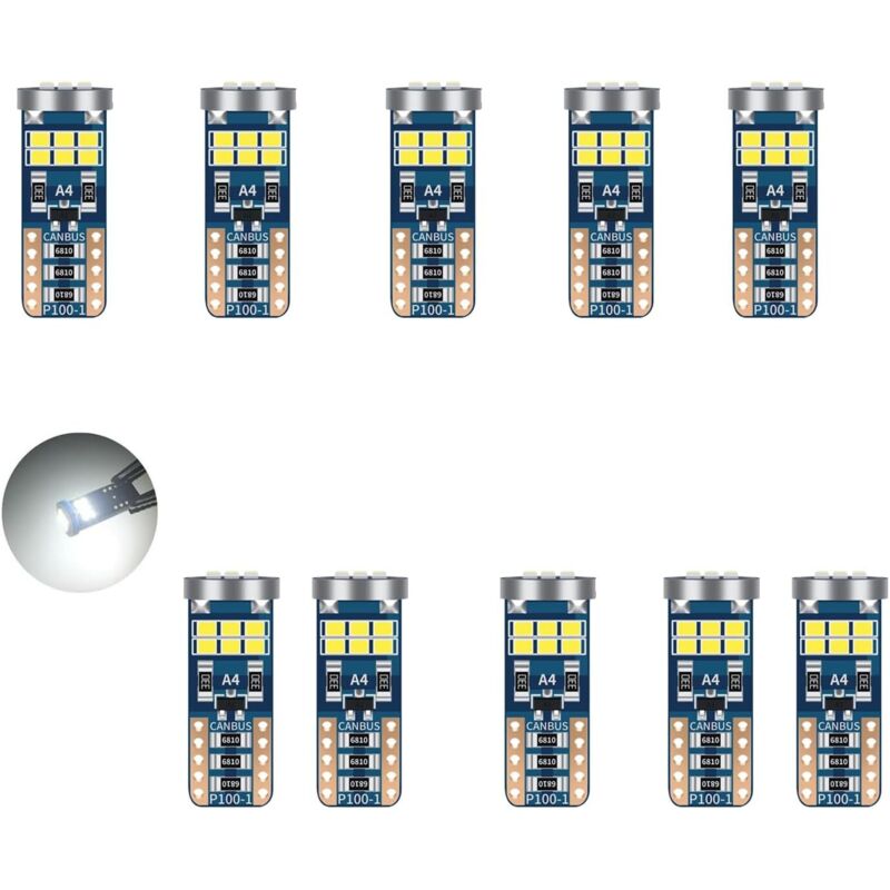 T10 W5w 194 Led-lampen, 10er-pack, Kaltweiß 6500k, 396lm, Fehlerfrei, Canbus, Nicht Polarisiert Für Die Fahrzeuginnenbeleuchtung – Ulisem