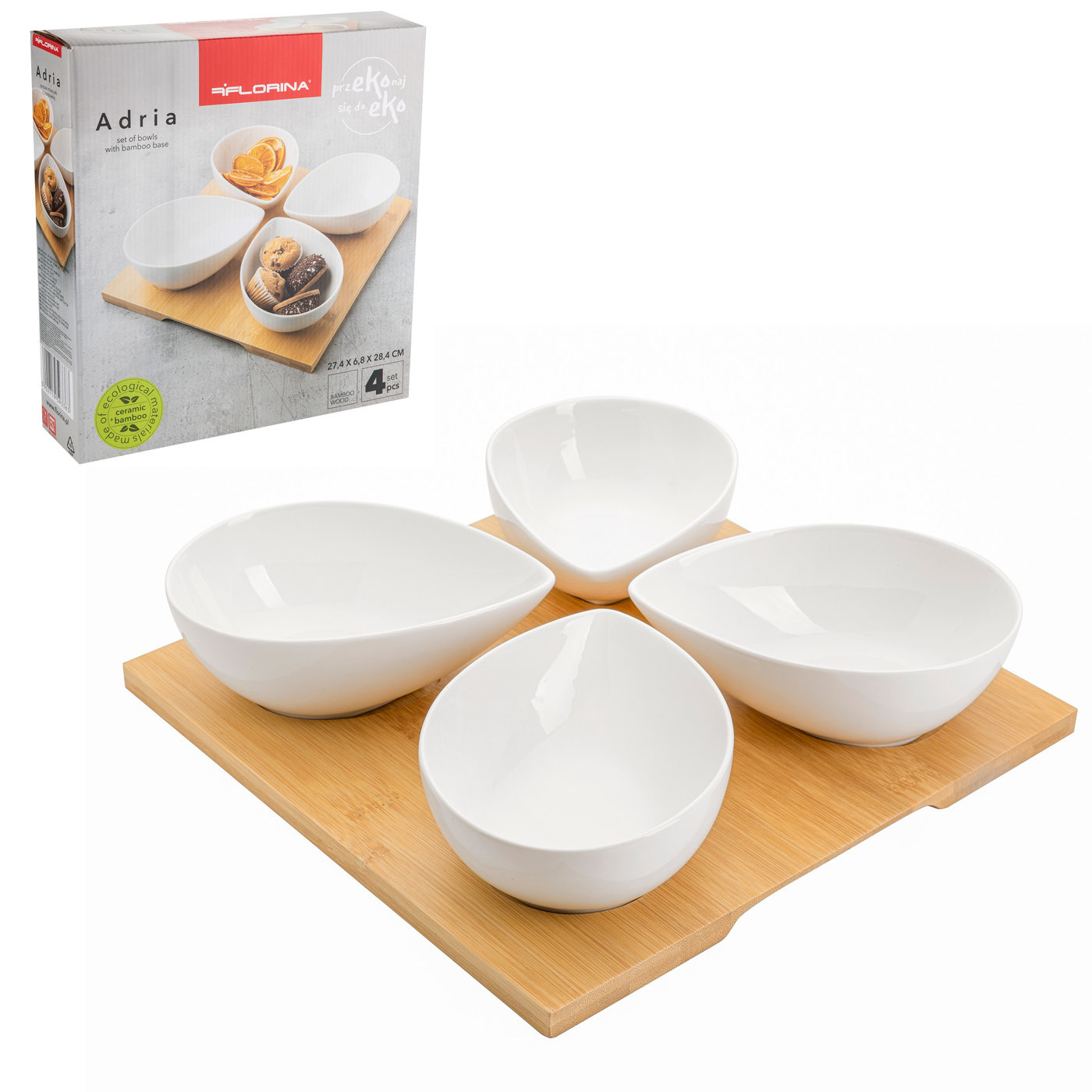 Adria-tropfen-dipschalen, 4er-set, Auf Einem 15 Cm Hohen Florina-ständer