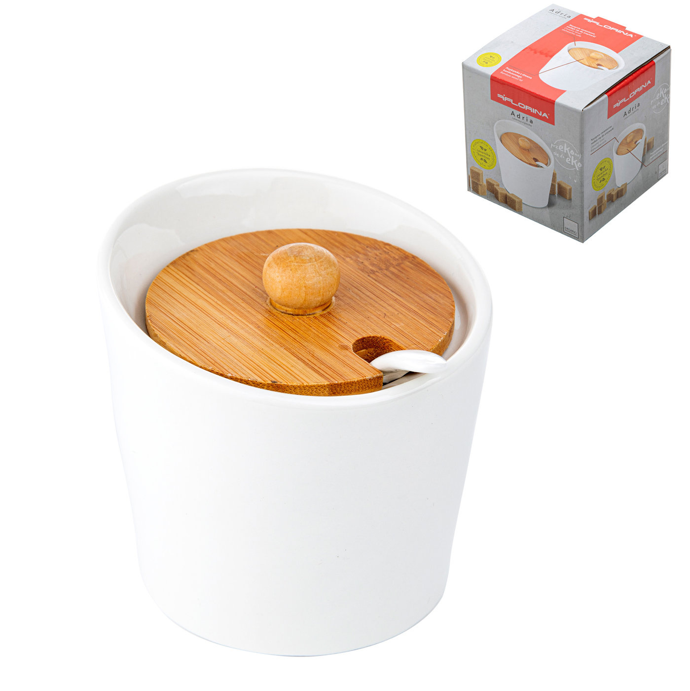Zuckerdose Mit Bambusdeckel Florina Adria 10x10x9,5 Cm 230 Ml