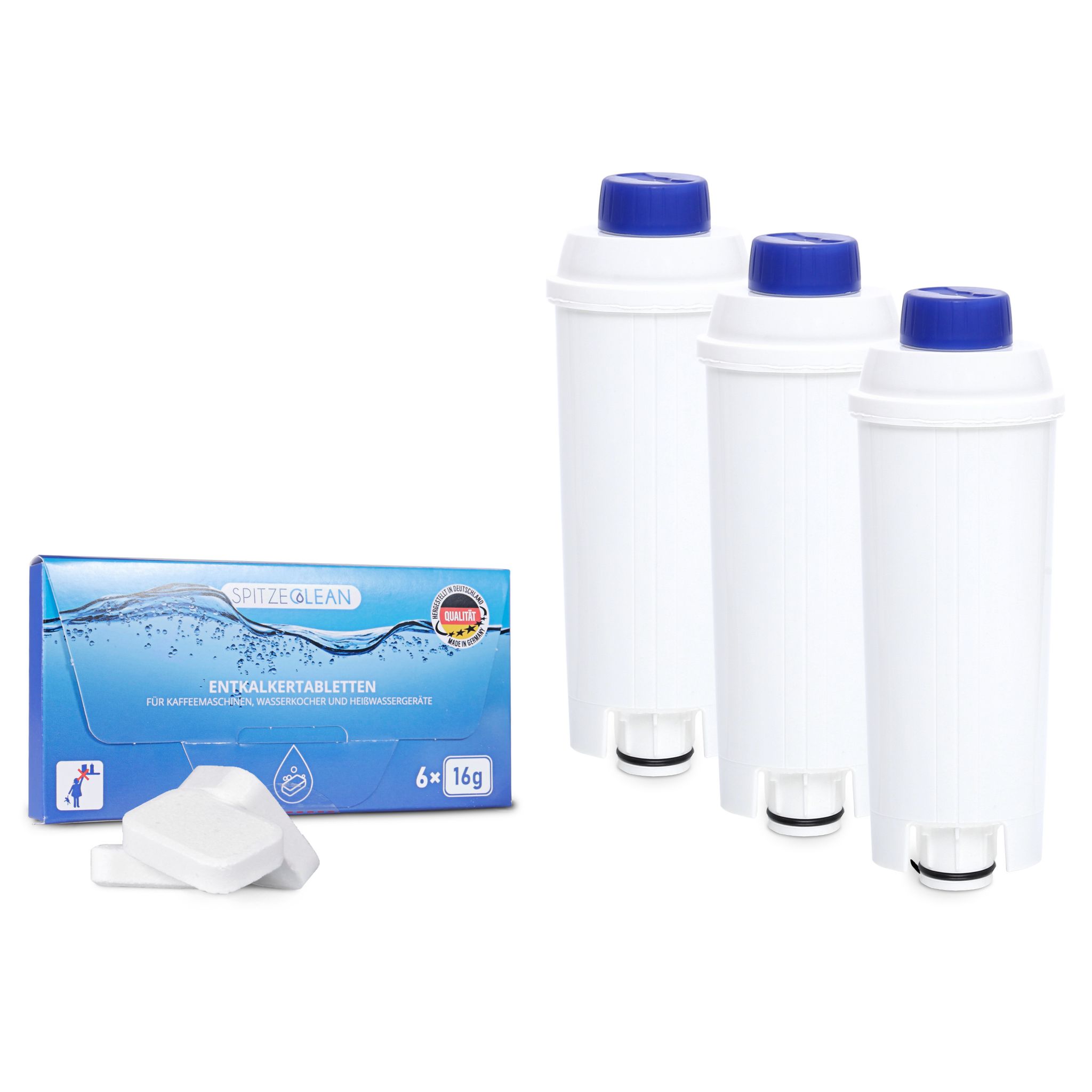 Spitze Clean Kit Für Delonghi Kaffeemaschine: 3 X Spitze Ellipse Filter, Entkalkungstabletten
