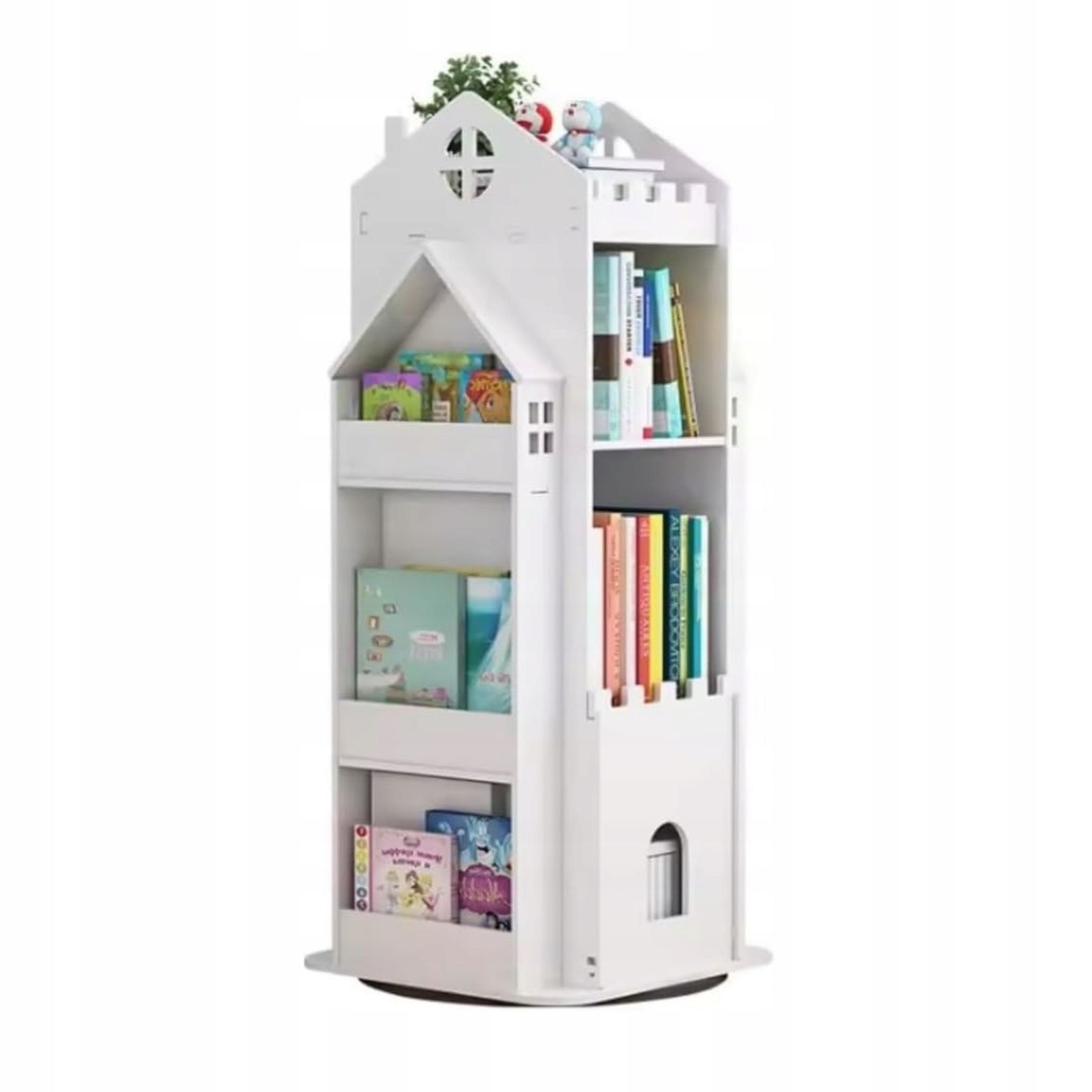 Bücherregal, Drehregal, Haus, Organizer, Kinderzimmer, Weiß Wf