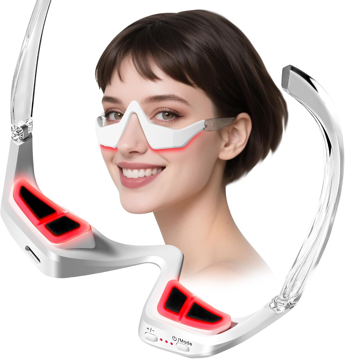 Rotlichttherapiegerät Für Die Augenpartie, Mikrostrom-augenmassagebrille, Rotlichttherapiemaske Zur Linderung Von Augenmüdigkeit, Augenringen Und Falten