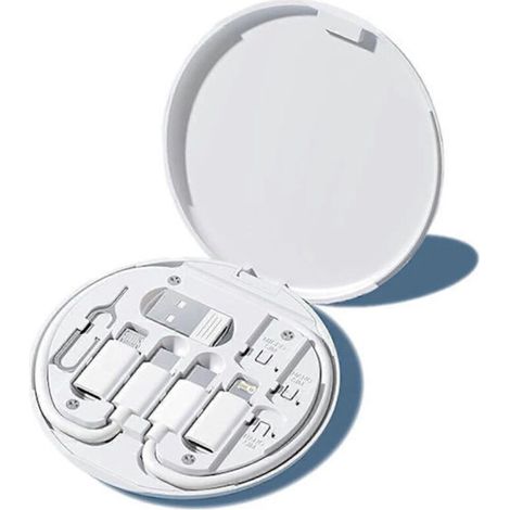 Multifunktionales Usb-c-pd-kabel (60 W) Für Datenübertragung Und Laden. Kompatibel Mit Iphone Und Xiaomi. Inklusive Reiseetui, Speicheradapter Und Schnellladegerät (weiß).