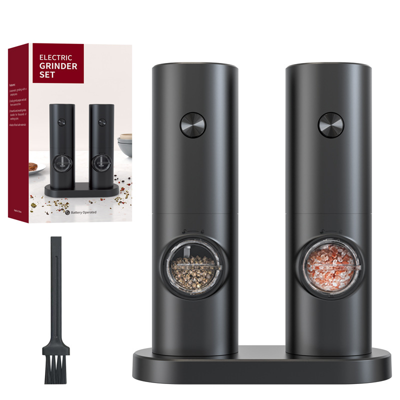 Elektrische Salz- Und Pfeffermühlen – 2er-pack Batteriebetriebene Gewürzmühlen Mit Sockel, Weißem Led-licht Und Einstellbarem Mahlgrad (batterien Nicht Im Lieferumfang Enthalten)