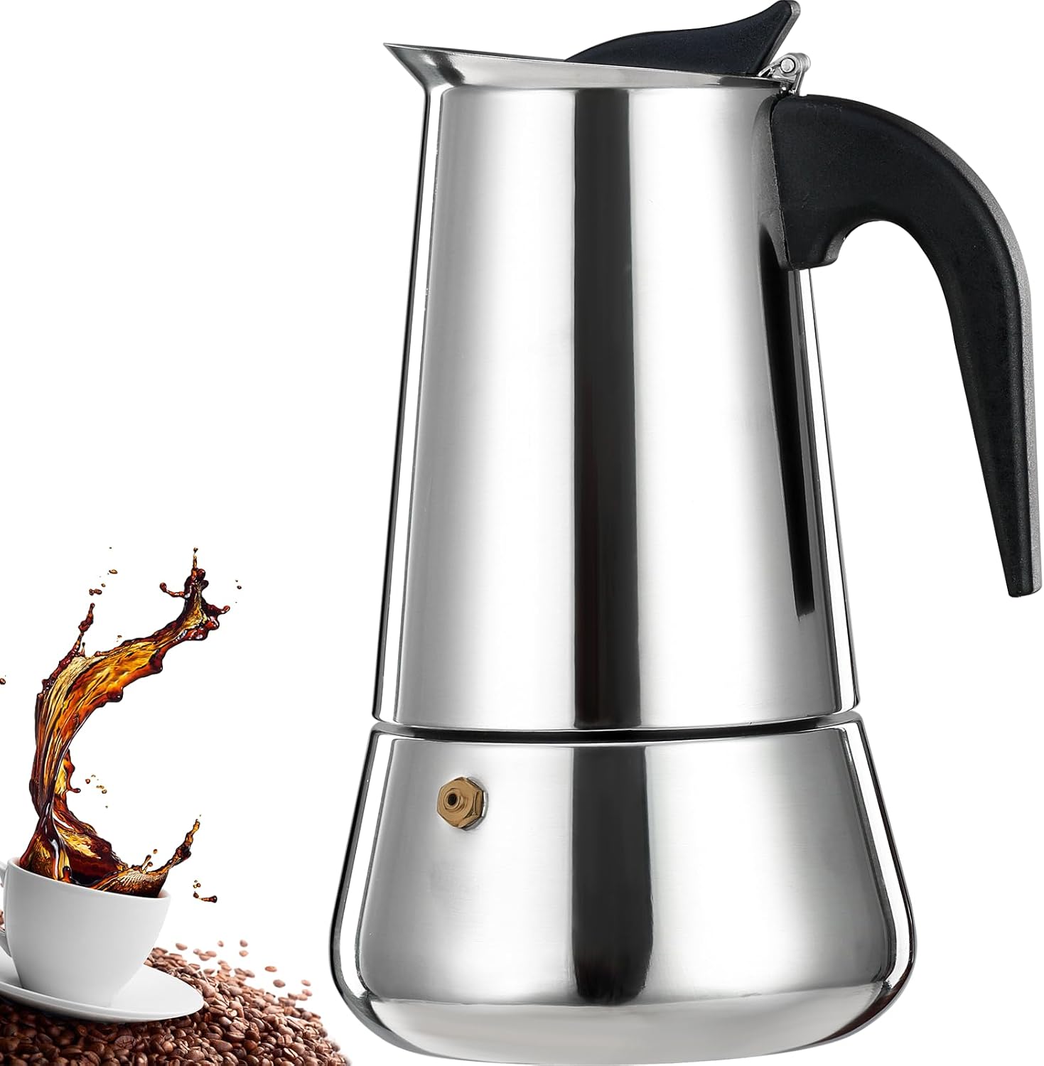 Espressomaschine Aus Edelstahl Mit Warmhalteplatte, Mokkakanne, Espressomaschine, Perkolator, Italienische Kaffeemaschine, Mokka-kaffeemaschine, Klassische Kaffeemaschine, 300 Ml – 6 Tassen