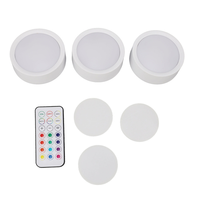 Runde Led-lampe Mit Fernbedienung, 13 Farben, Batterien Inklusive, Zur Beleuchtung Unter Schränken, In Kleiderschränken Und Auf Arbeitsplatten.