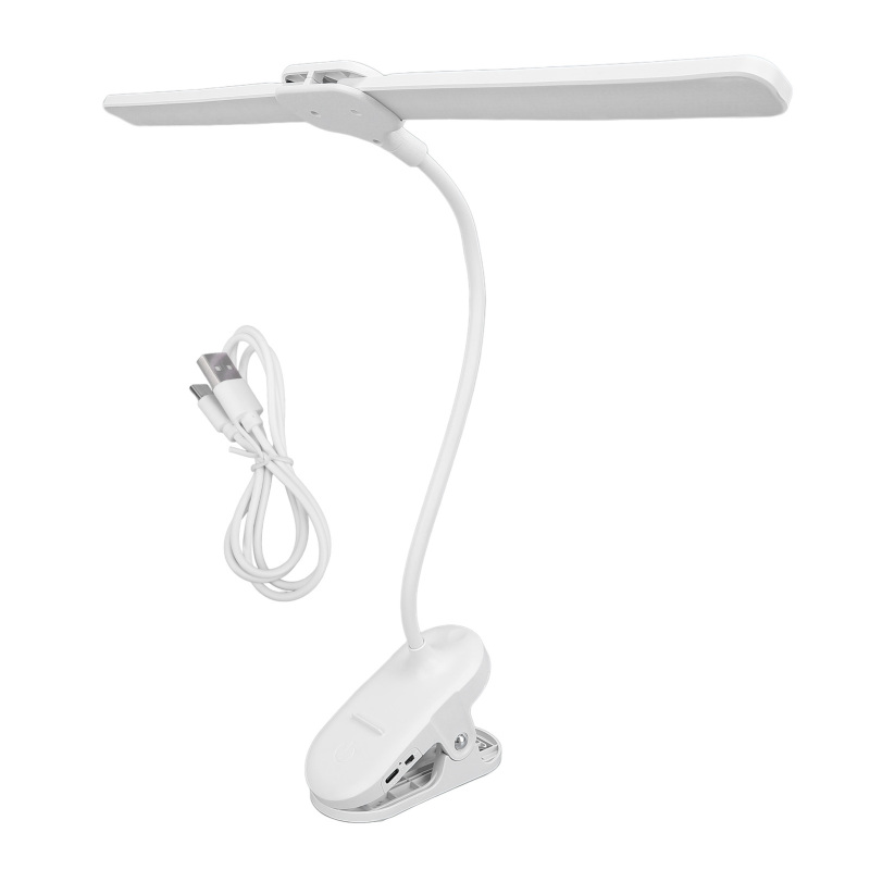 Doppelkopf-led-schreibtischlampe Mit Klemme, 4000-mah-akku, 3 Beleuchtungsmodi, Helles Licht Zum Schutz Der Augen, Ideal Zum Arbeiten Und Lernen.