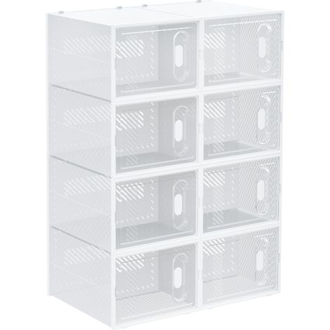 Modulares Aufbewahrungssystem. 8 Fächer. Stapelbares Schuhregal. Für Kleidung, Bücher Und Spielzeug. Weiß Und Transparent.