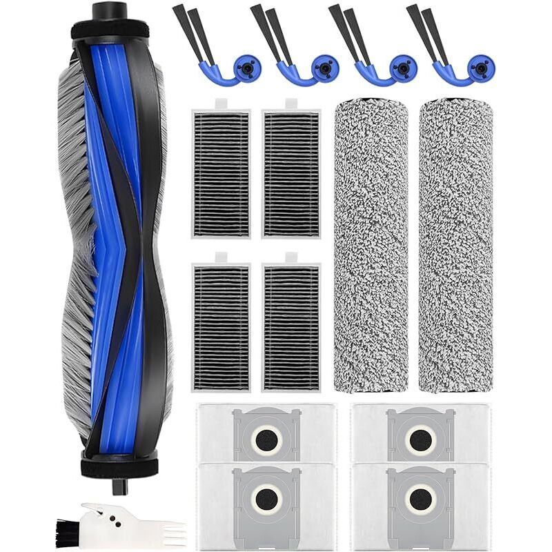 Set Mit 16 Zubehörteilen Für Den Ecovacs Deebot X9 Pro Omni Saugroboter, 1 Hauptbürste, 2 Tuchrollen, 4 Staubbeutel, 4 Seitenbürsten, 4 Hepa-filter, 1 Bürste